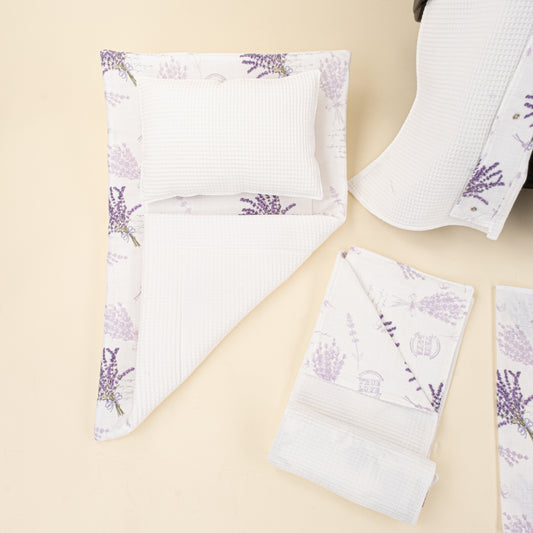 11 Parça Avantajlı Set - Çift Taraflı - Beyaz Petek - Lavanta