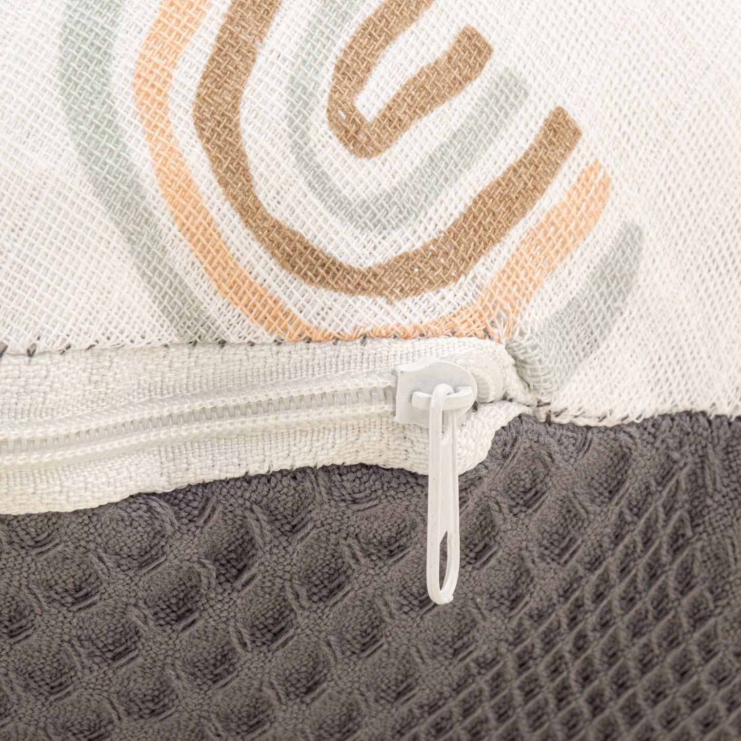 Emzirme Yastığı - Çift Taraflı - Antrasit Waffle - Yeşil Gökkuşağı