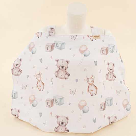 Çift Katlı Muslin Emzirme Önlüğü - Sevimli Ayıcıklar