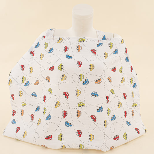 Çift Katlı Muslin Emzirme Önlüğü - Renkli Arabalar