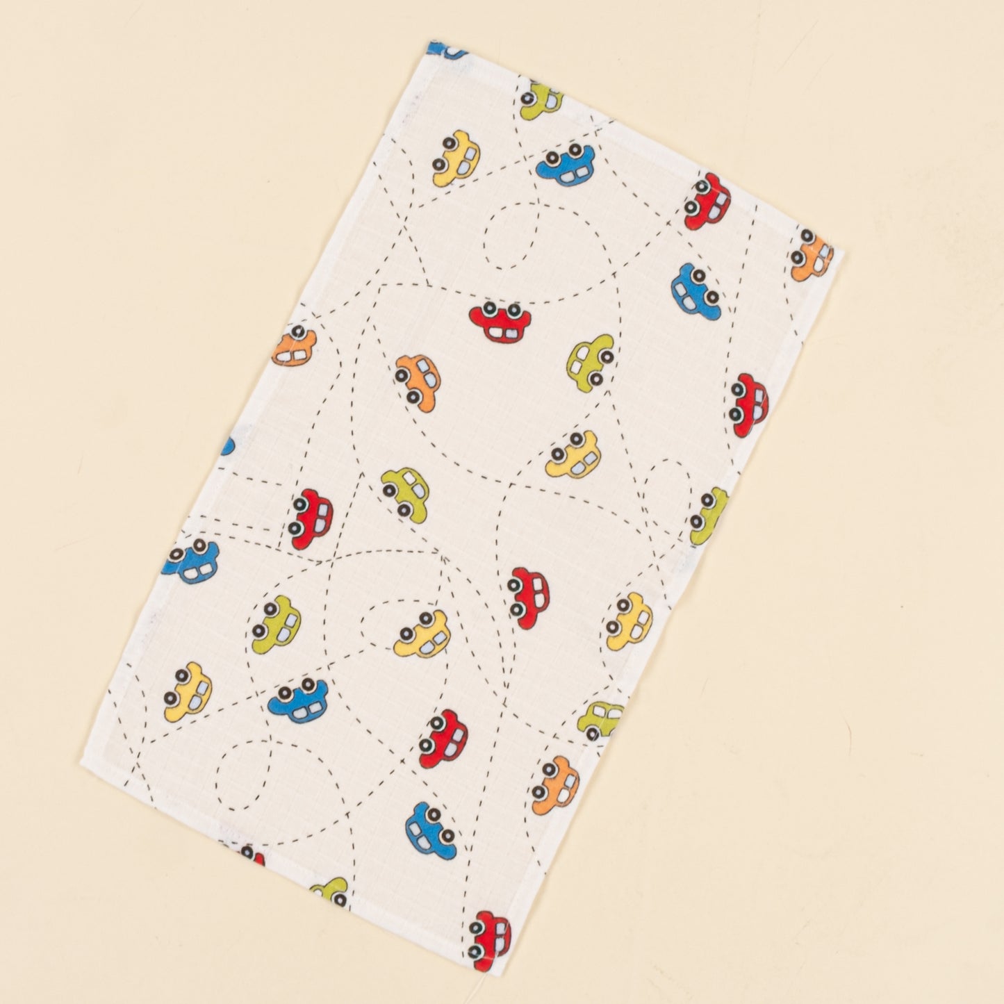 Önlük ve Mendil Seti - Tek Taraflı - Renkli Arabalar