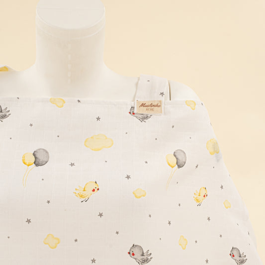 Çift Katlı Muslin Emzirme Önlüğü - Sarı Kuş
