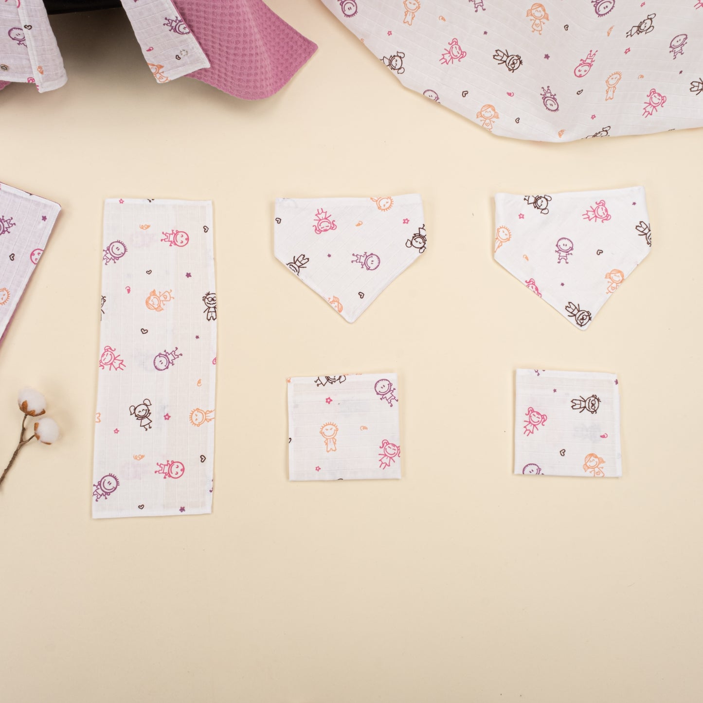 11 Parça Avantajlı Set - Çift Taraflı - Mürdüm Petek - Pembe Çubuk Bebekler