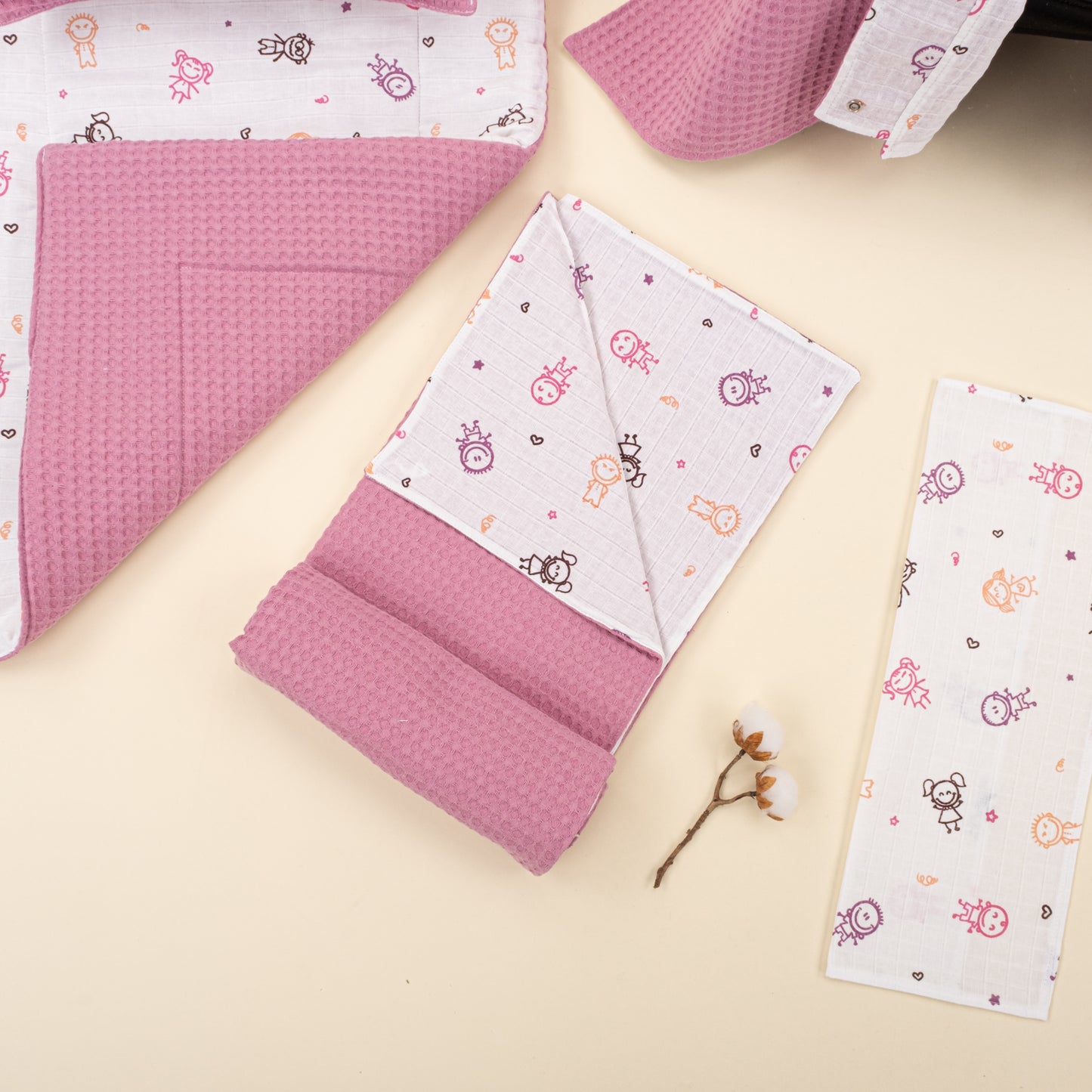 11 Parça Avantajlı Set - Çift Taraflı - Mürdüm Petek - Pembe Çubuk Bebekler