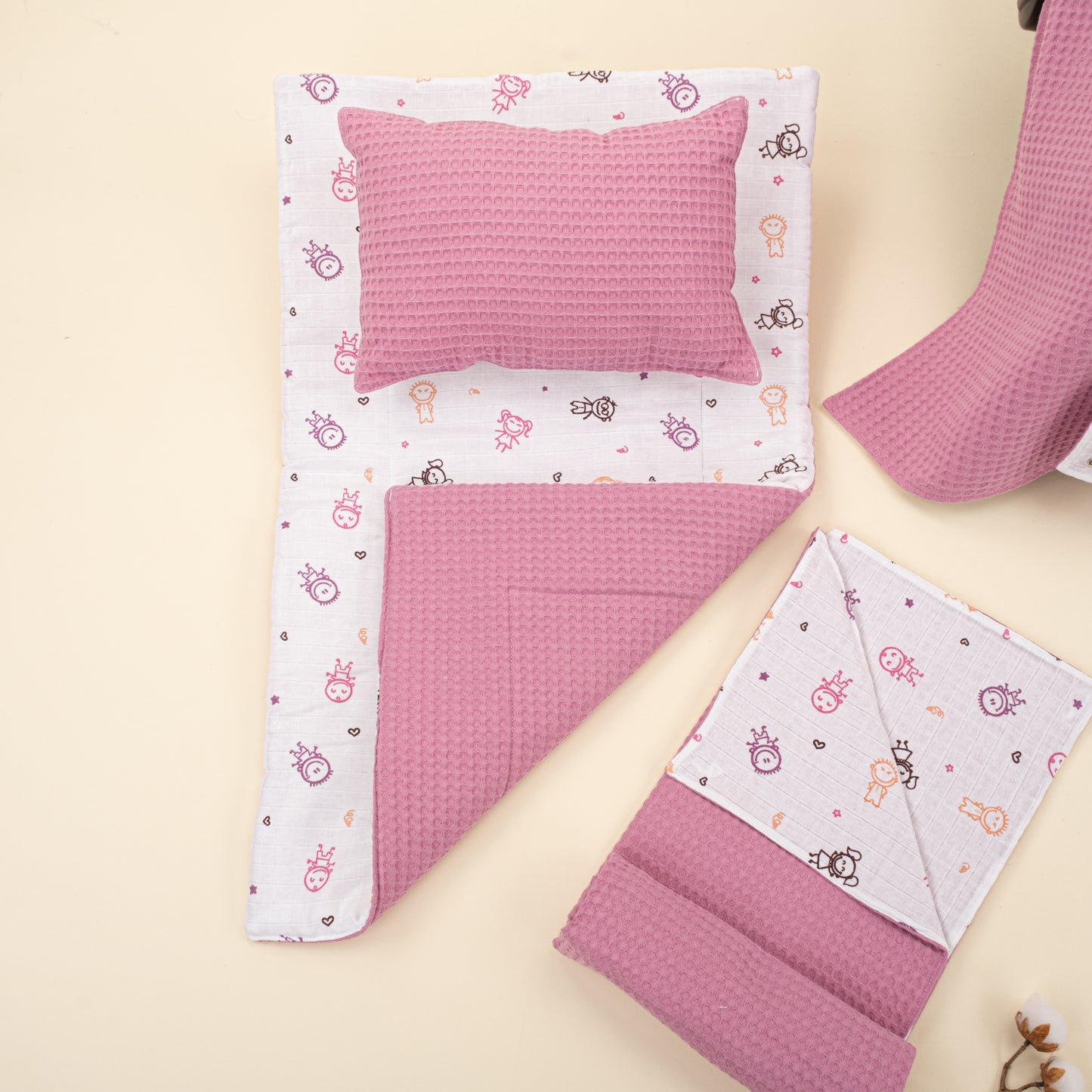 11 Parça Avantajlı Set - Çift Taraflı - Mürdüm Petek - Pembe Çubuk Bebekler