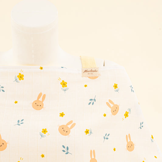 Çift Katlı Muslin Emzirme Önlüğü - Turuncu Tavşan