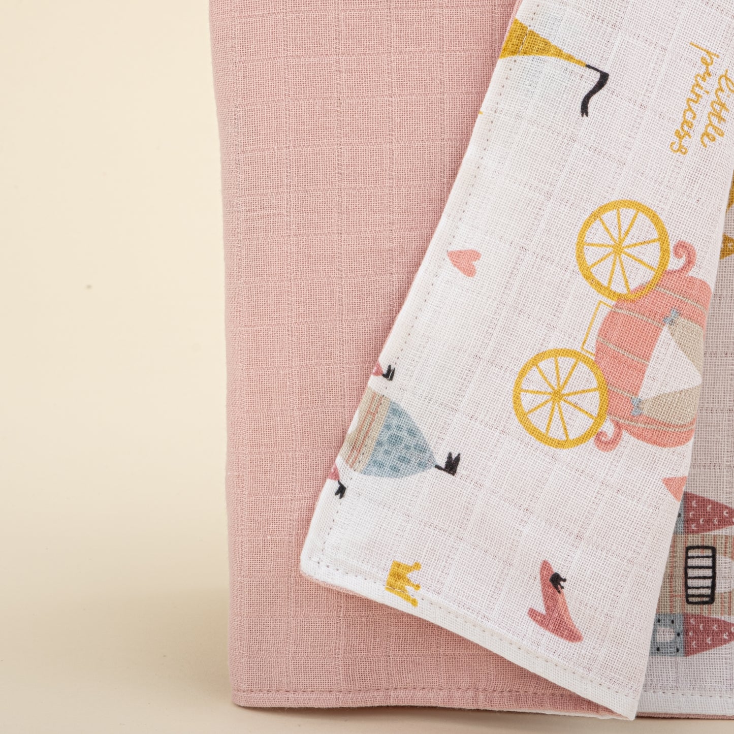 Çift Taraflı Muslin Örtü - Pudra Muslin - Sindirella