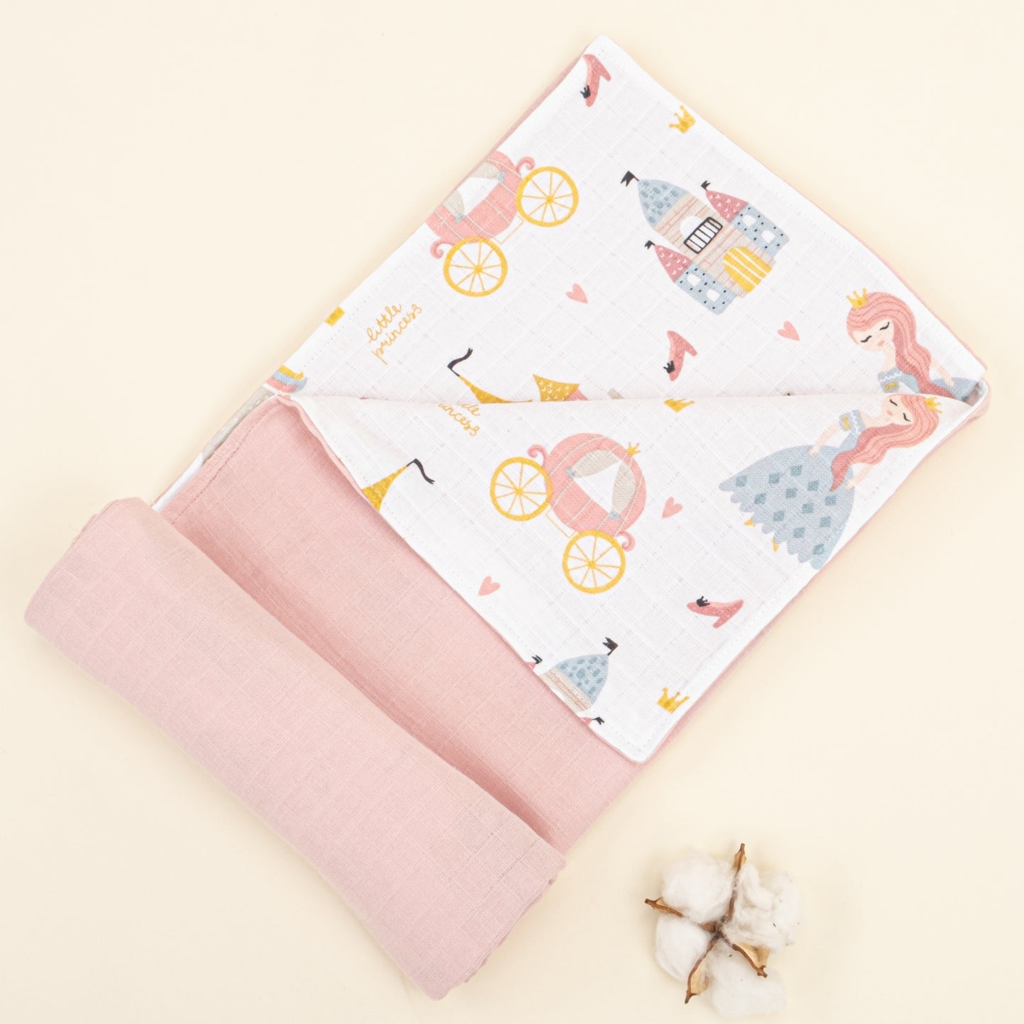 Çift Taraflı Muslin Örtü - Pudra Muslin - Sindirella