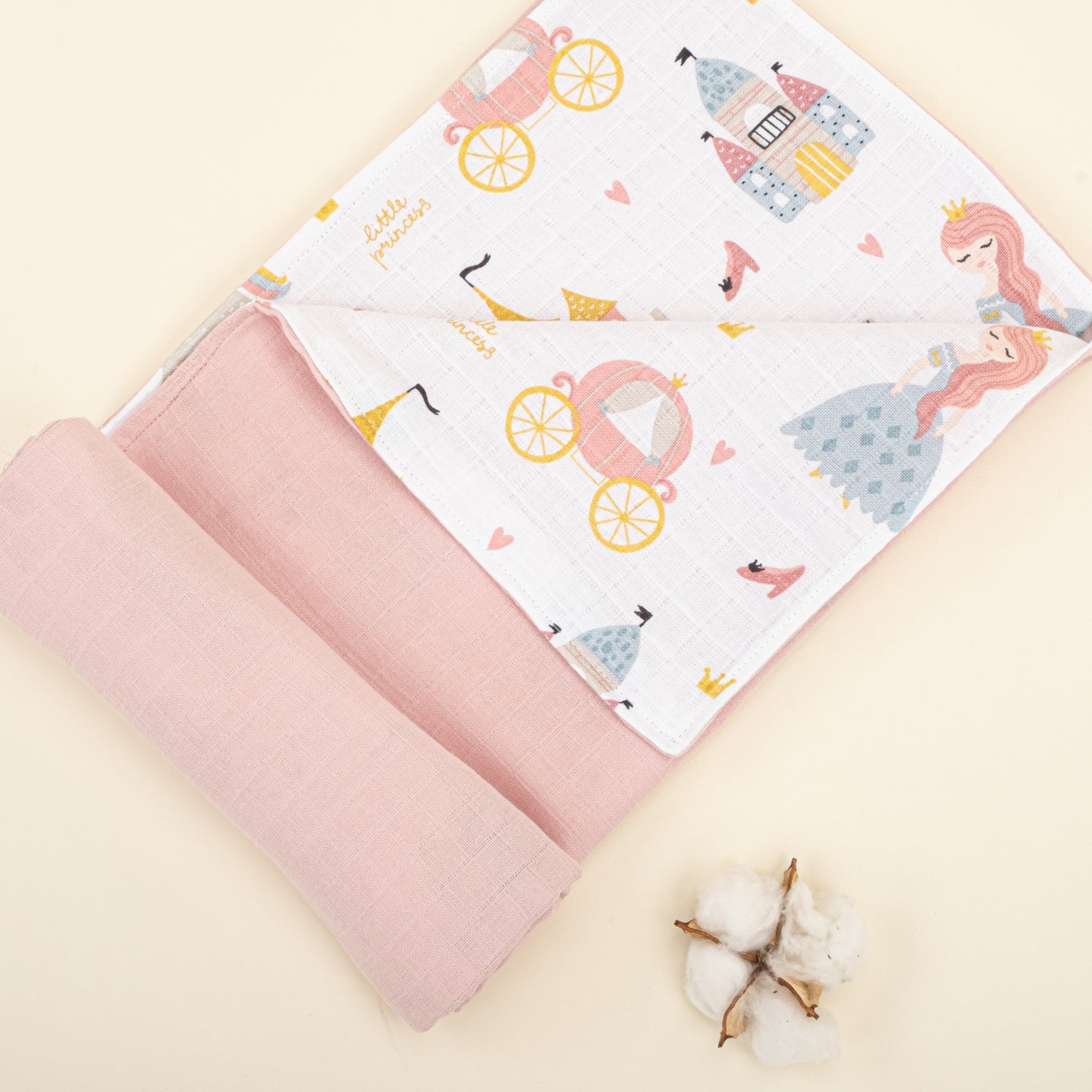 Çift Taraflı Muslin Örtü - Pudra Muslin - Sindirella