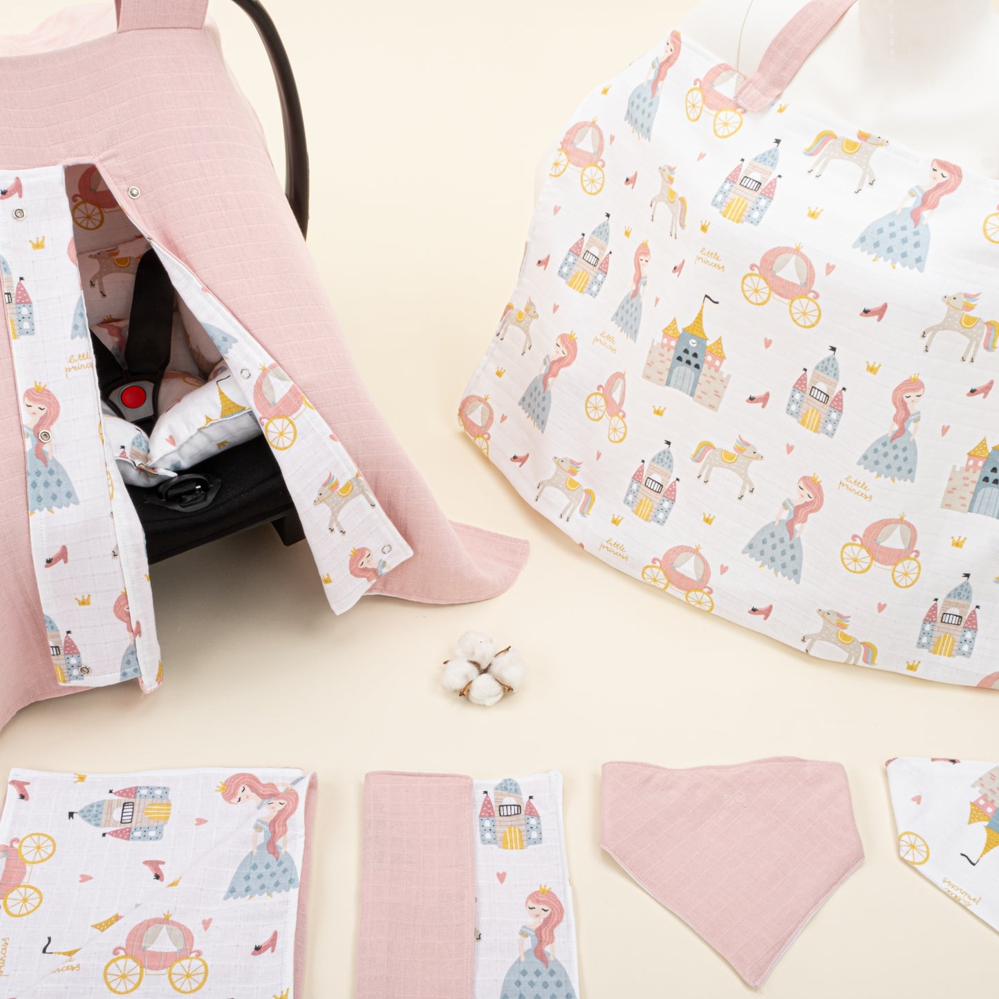9 Parça Avantajlı Set - Çift Taraflı - Pudra Muslin - Sindirella