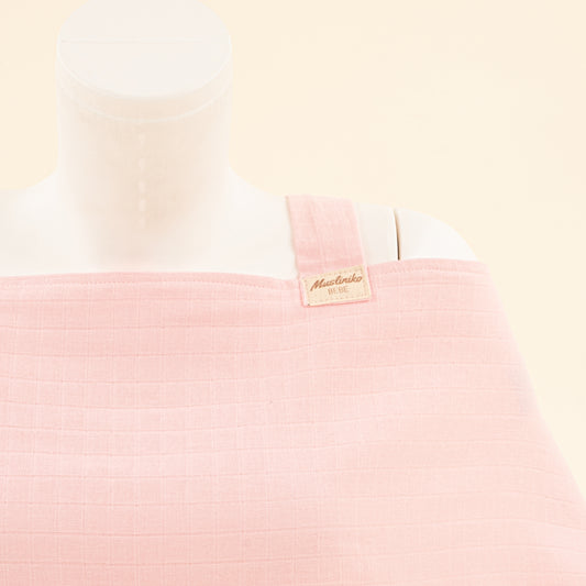 Çift Katlı Muslin Emzirme Önlüğü - Şeker Pembe Muslin