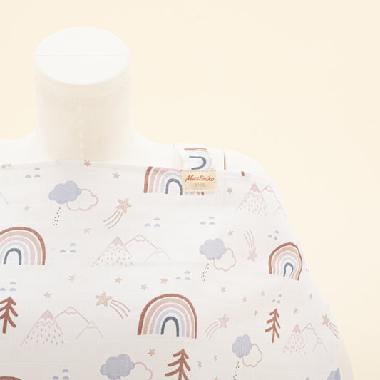 Çift Katlı Muslin Emzirme Önlüğü - Pastel Gökkuşağı