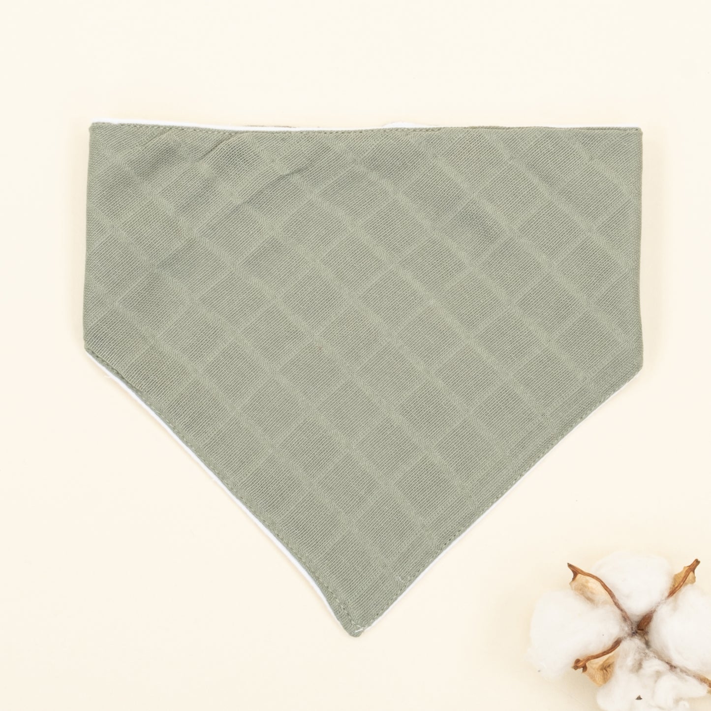 Önlük ve Mendil Seti - Çift Taraflı - Haki Muslin - Galaksi ve Harfler