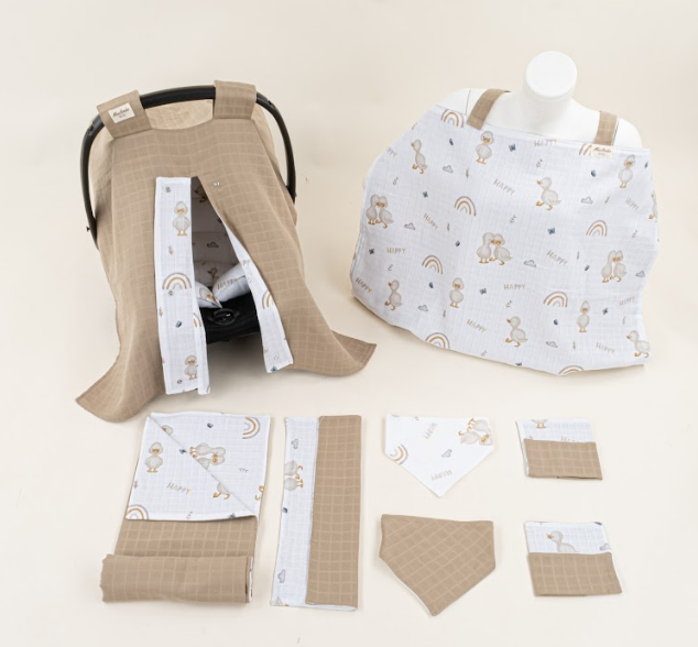 9 Parça Avantajlı Set - Çift Taraflı - Toprak Muslin - Kahverengi Ördek