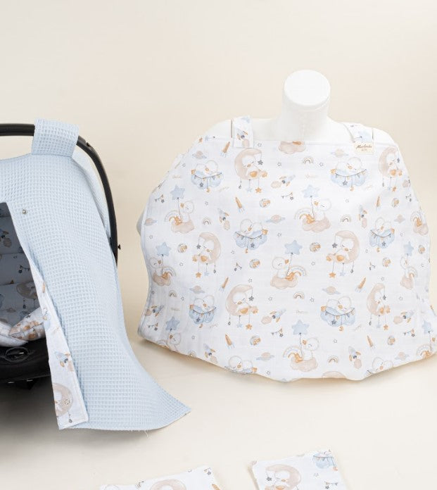 11 Parça Avantajlı Set - Çift Taraflı - Bebe Mavi Petek - Uykucu Ördek