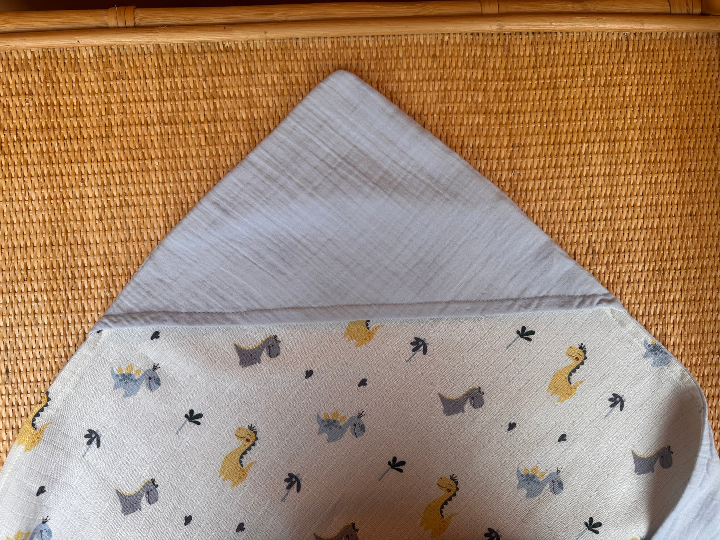 Muslin Kundak - İki Katlı Muslin Bebe Mavi - Dino