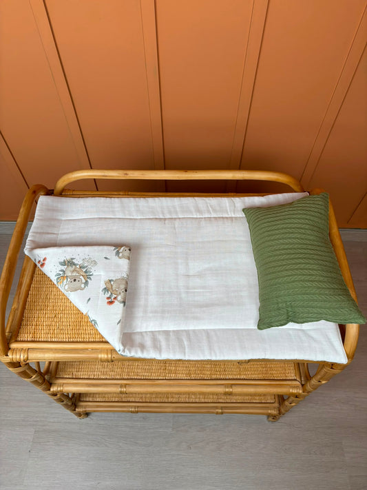 İndirimli Ürün - Alt Açma Matı ve Yastık - Beyaz Muslin - Koala