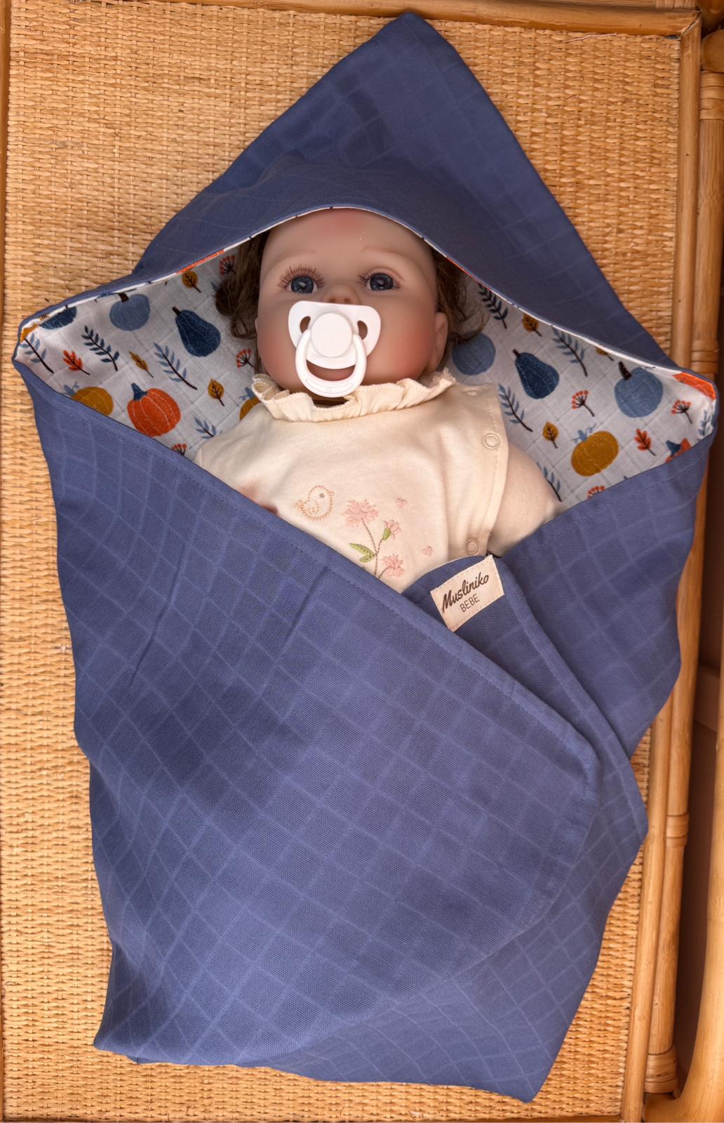 Muslin Kundak - İndigo muslin - Mavi balkabağı