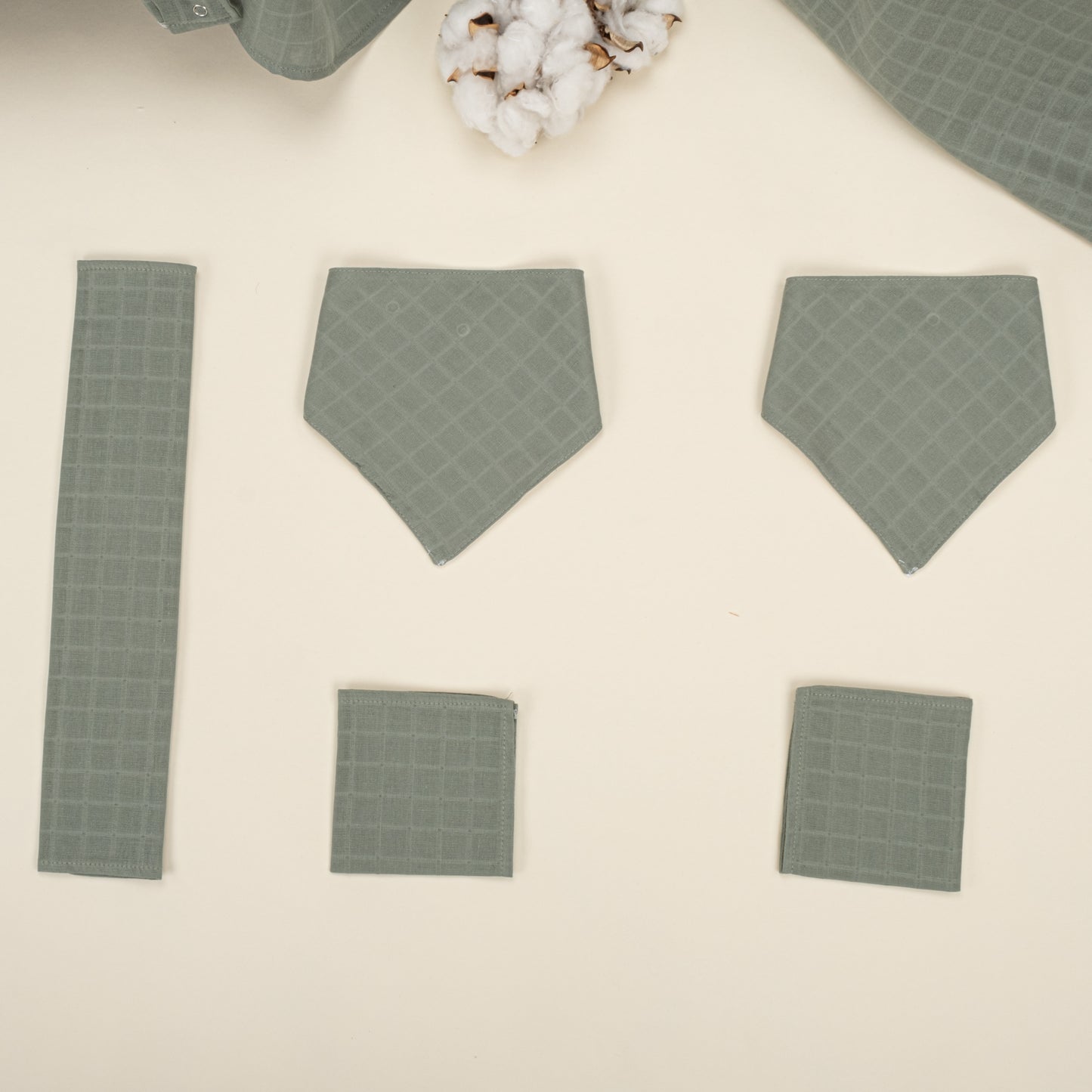 11 Parça Avantajlı Set - Tek Taraflı - Haki Müslin