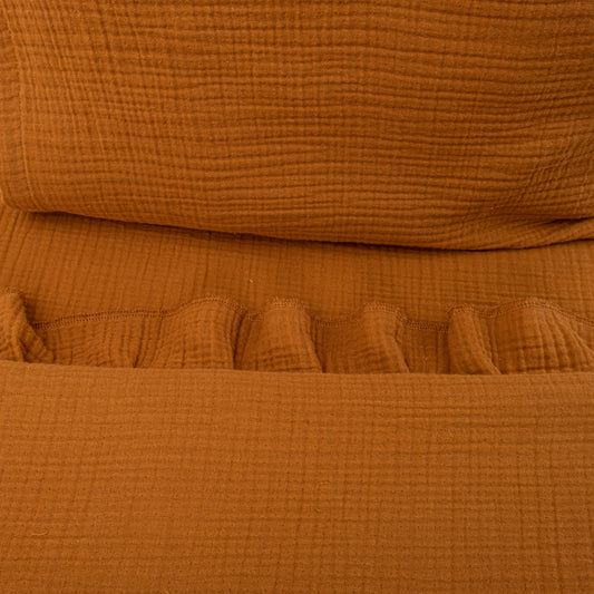 Bebek Yorgan Nevresim Seti - Dört Katlı Organik Muslin - Taba