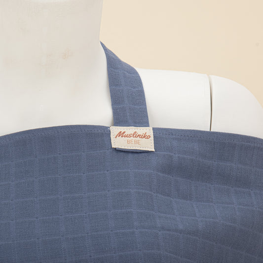 Çift Katlı Muslin Emzirme Önlüğü -  İndigo Müslin