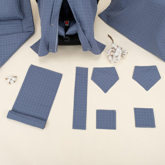 11 Parça Avantajlı Set - Tek Taraflı - İndigo Müslin