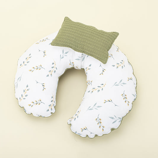 Emzirme Yastığı - Açık Yeşil Örgü - Yapraklar