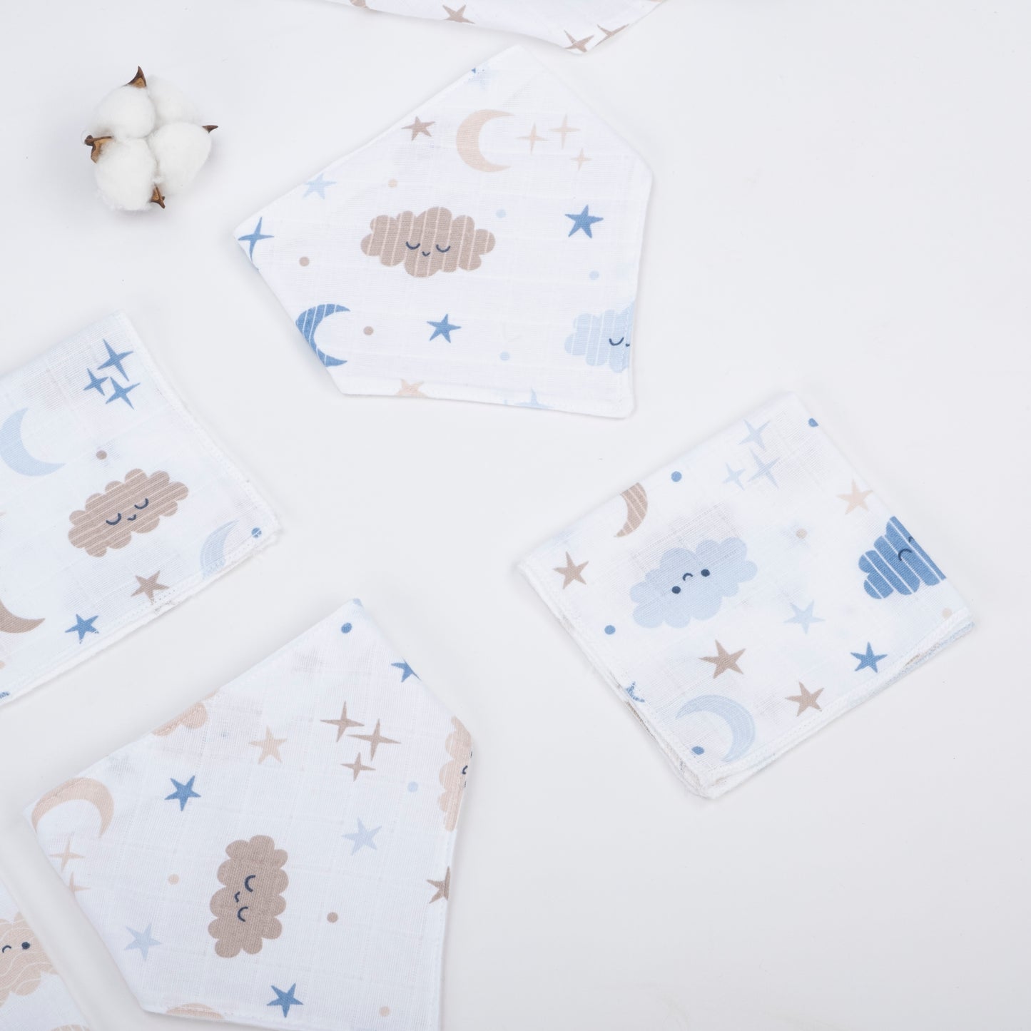 9 Parça Avantajlı Set - Çift Taraflı - Bebe Mavi Petek - Mavi Bulut
