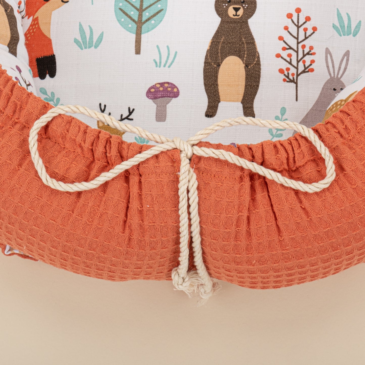 Babynest ve Yastık - Çift Taraflı - Turuncu Petek - Orman