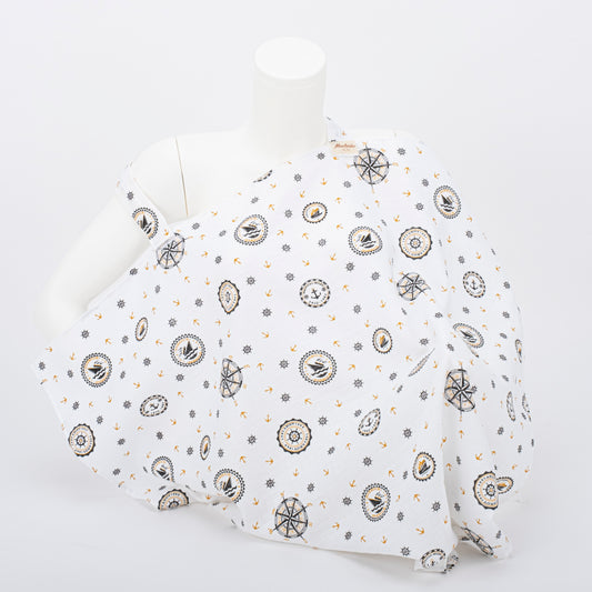 Çift Katlı Muslin Emzirme Önlüğü - Sarı Gemili