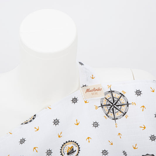 Çift Katlı Muslin Emzirme Önlüğü - Sarı Gemili