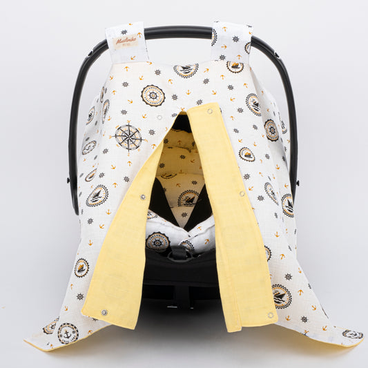 Puset Seti - Çift Taraflı - Sarı Muslin - Sarı Gemili