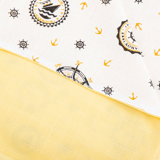 Çift Taraflı Muslin Örtü - Sarı Muslin - Sarı Gemili