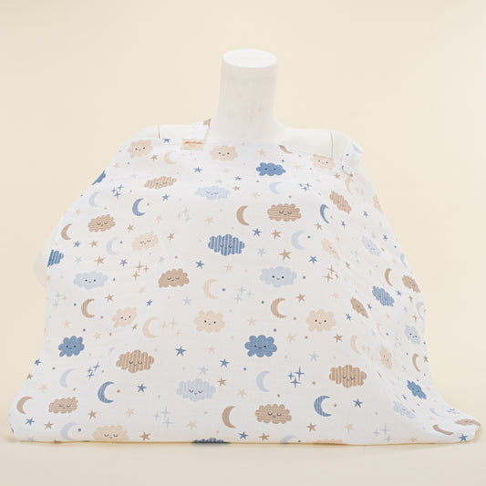 Çift Katlı Muslin Emzirme Önlüğü - Mavi Bulut