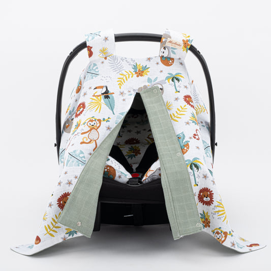 Puset Seti - Çift Taraflı - Haki Muslin - Hayvanat Bahçesi