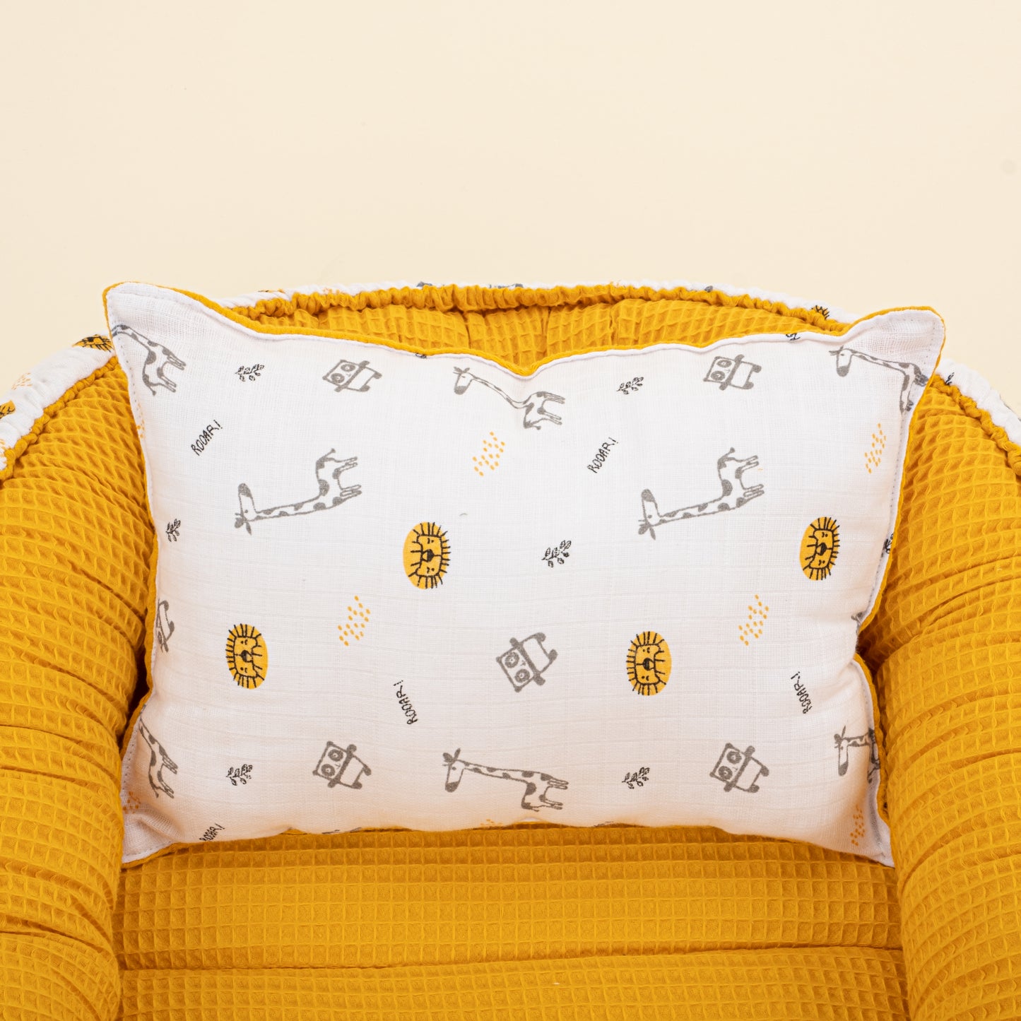 Babynest ve Yastık - Çift Taraflı - Hardal Petek - Zürafa