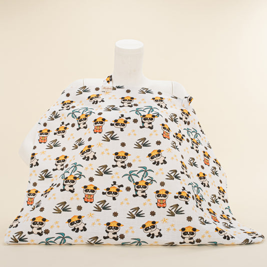 Çift Katlı Muslin Emzirme Önlüğü - Tropikal Panda