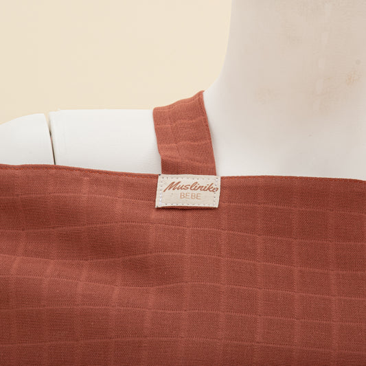 Çift Katlı Muslin Emzirme Önlüğü - Koyu Kiremit Müslin