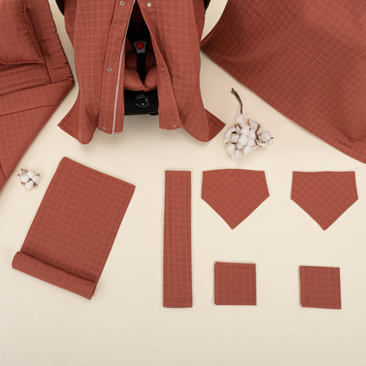 11 Parça Avantajlı Set - Tek Taraflı - Koyu Kiremit Müslin