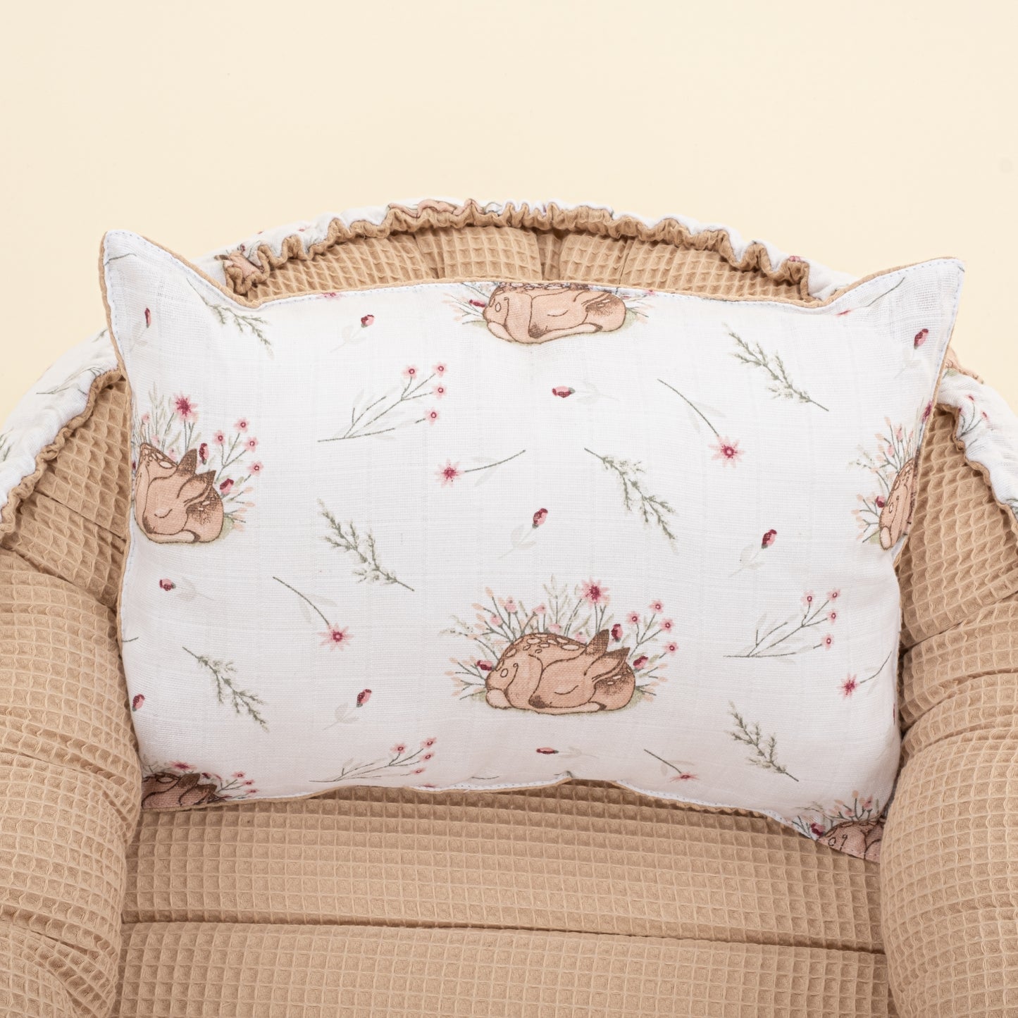 Babynest ve Yastık- Çift Taraflı - Kumsal Beji Petek - Uykucu Ceylan