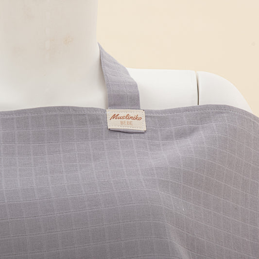 Çift Katlı Muslin Emzirme Önlüğü - Gri Müslin