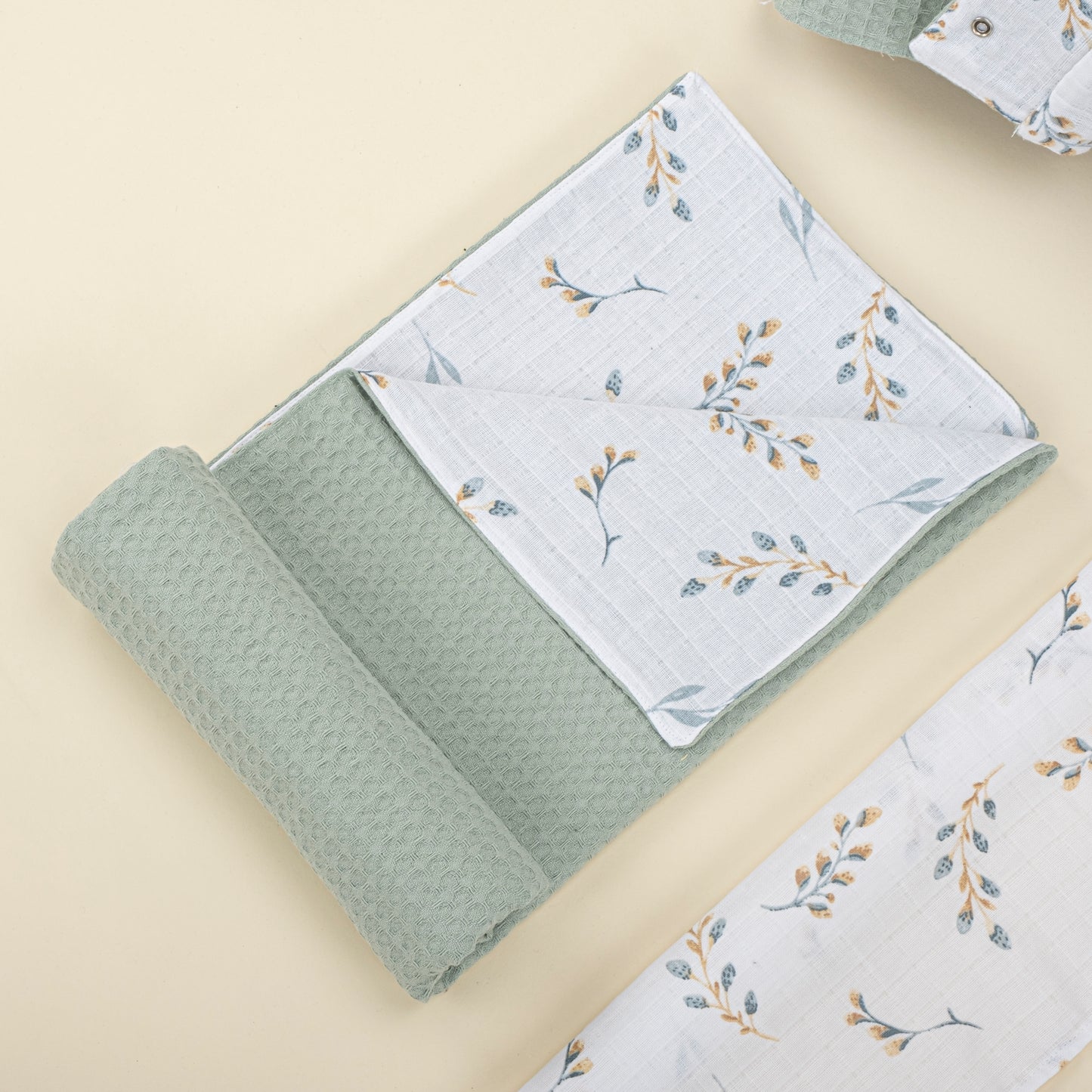 9 Parça Avantajlı Set - Çift Taraflı - Mint Petek - Yapraklar