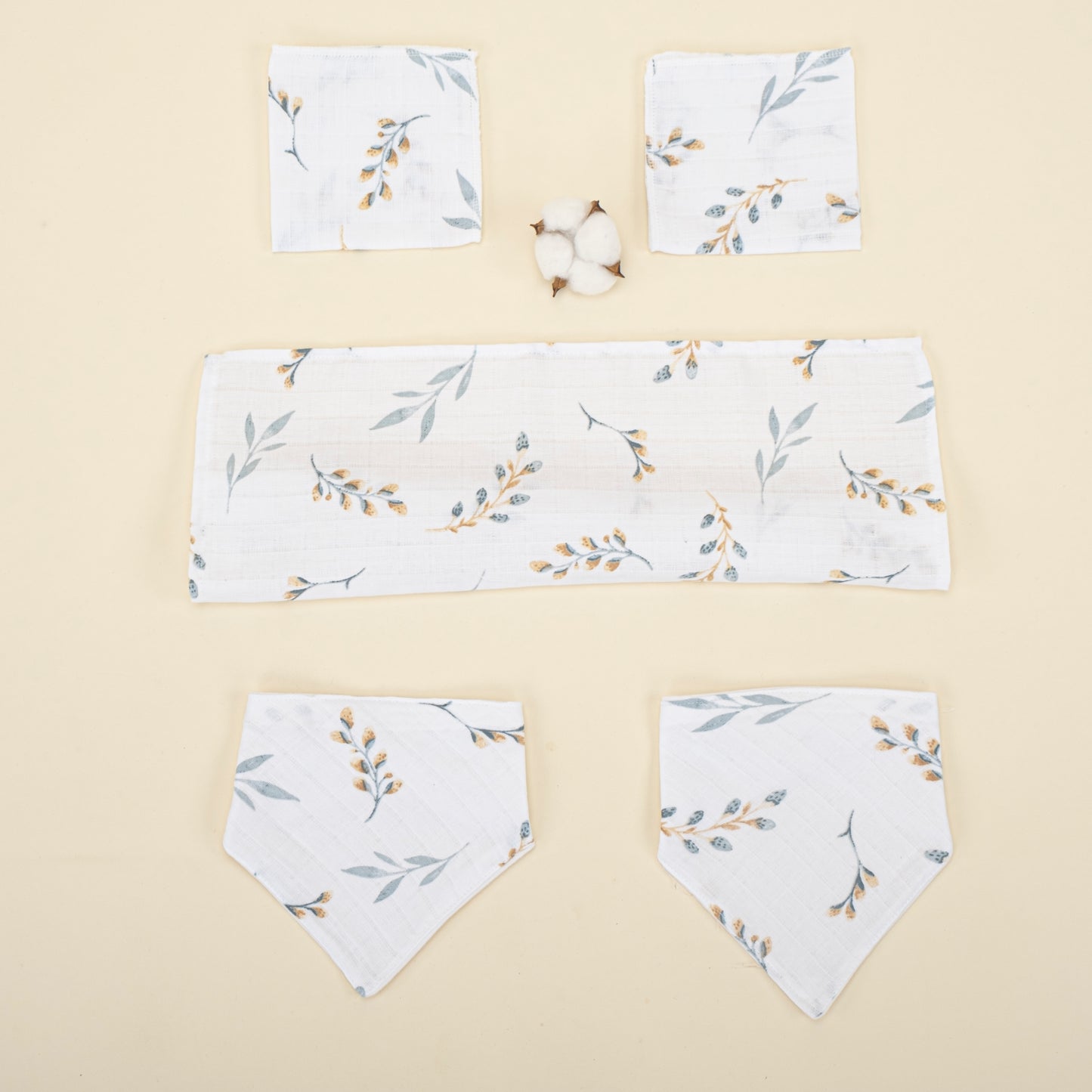 9 Parça Avantajlı Set - Çift Taraflı - Mint Petek - Yapraklar