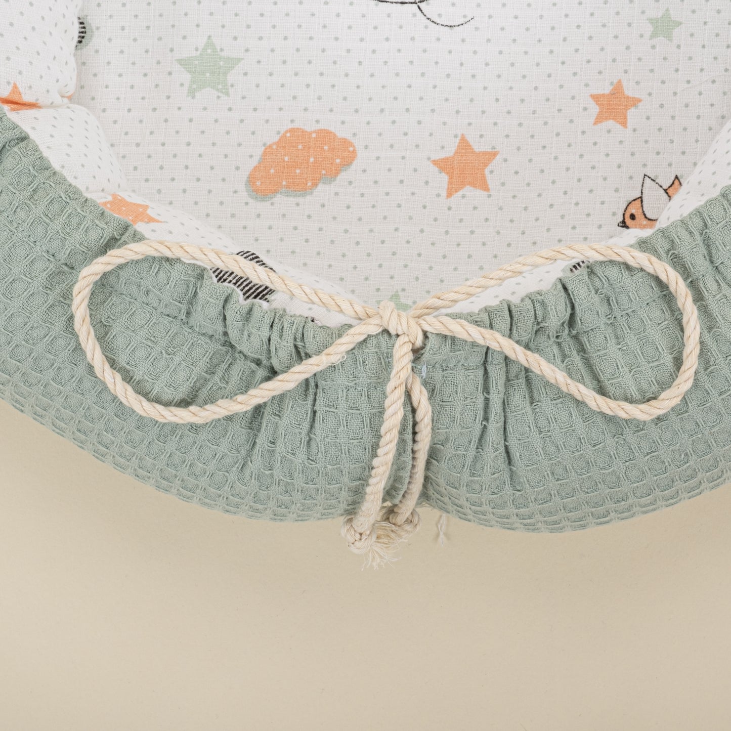 Babynest ve Yastık - Çift Taraflı - Yeşil Petek - Kuş