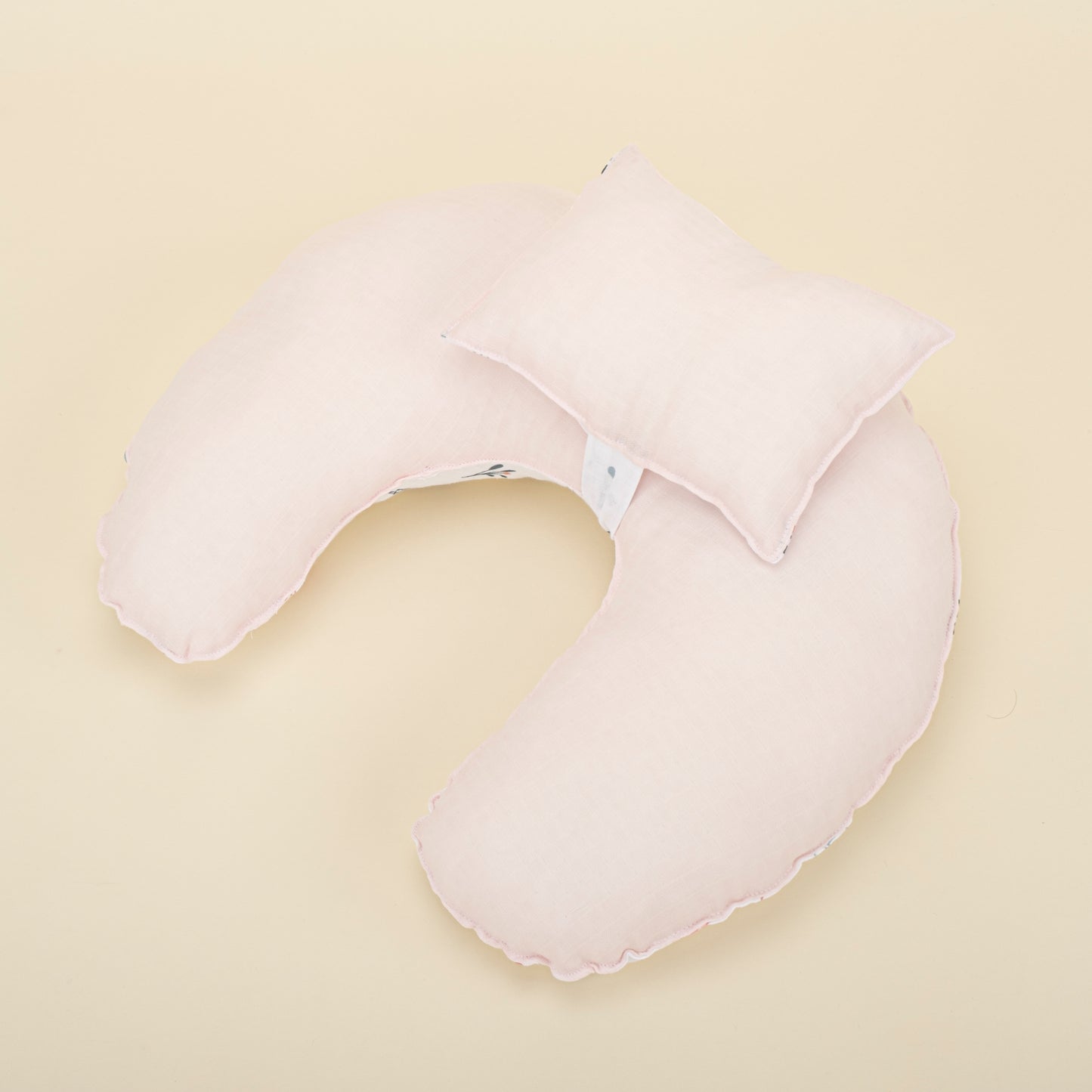 Emzirme Yastığı - Bebe Pembe - Yeşil Çiçekler