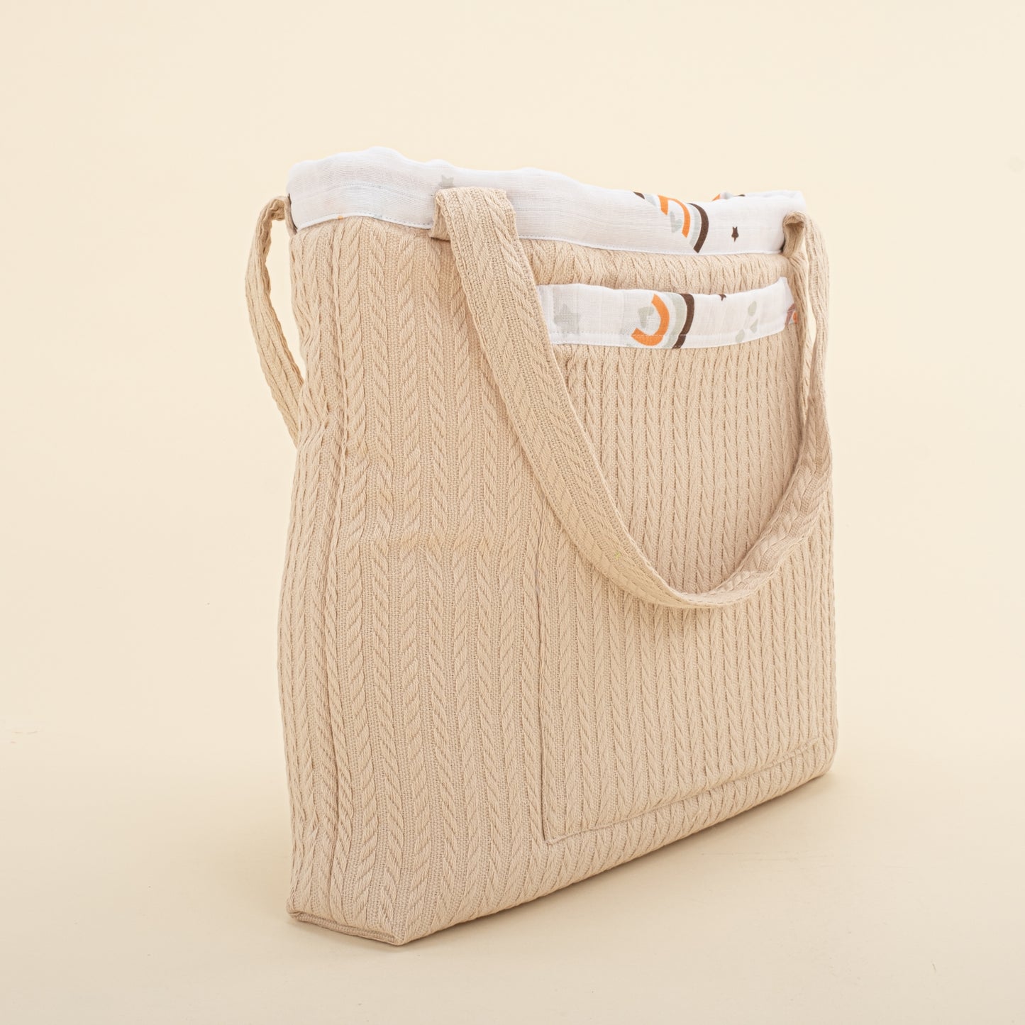 Bebek Bakım Çantası - Sütlü Kahve Örgü - Turuncu Gökkuşağı