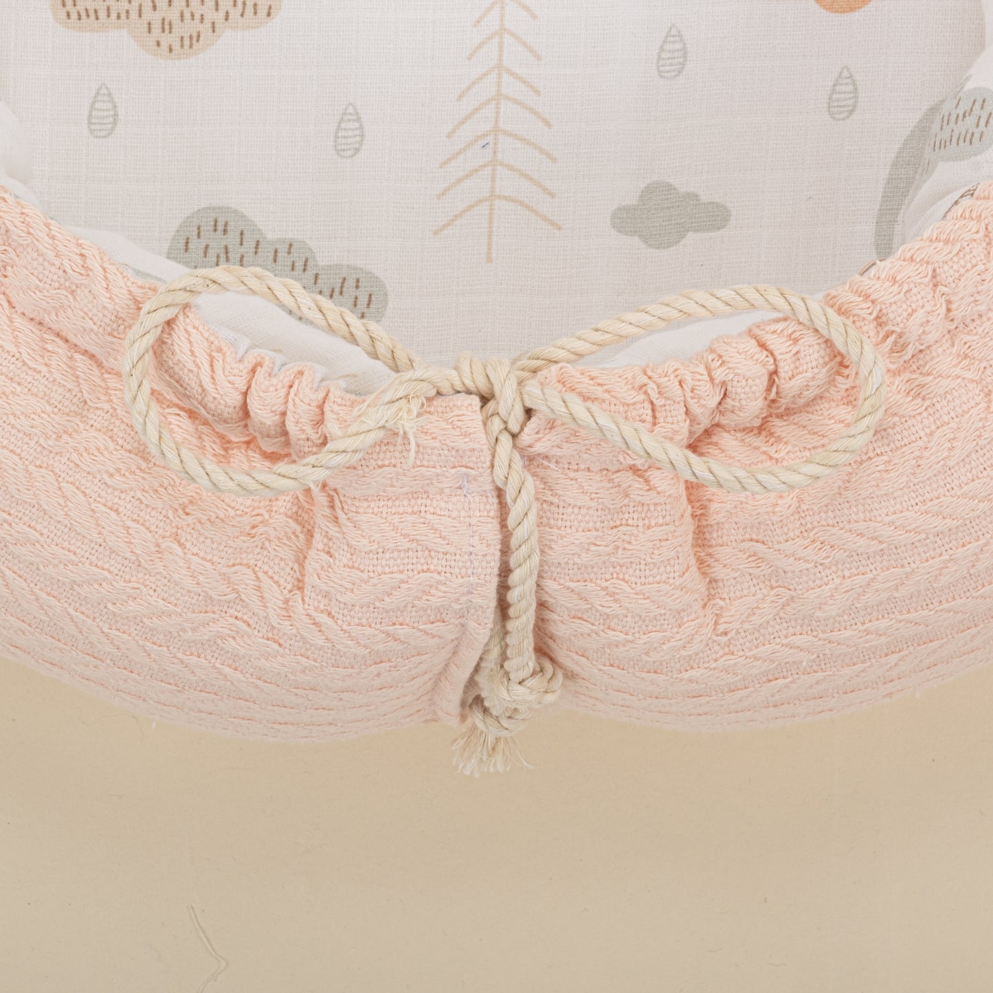 Babynest ve Yastık - Çift Taraflı - Somon Örgü - Yeşil Gökkuşağı
