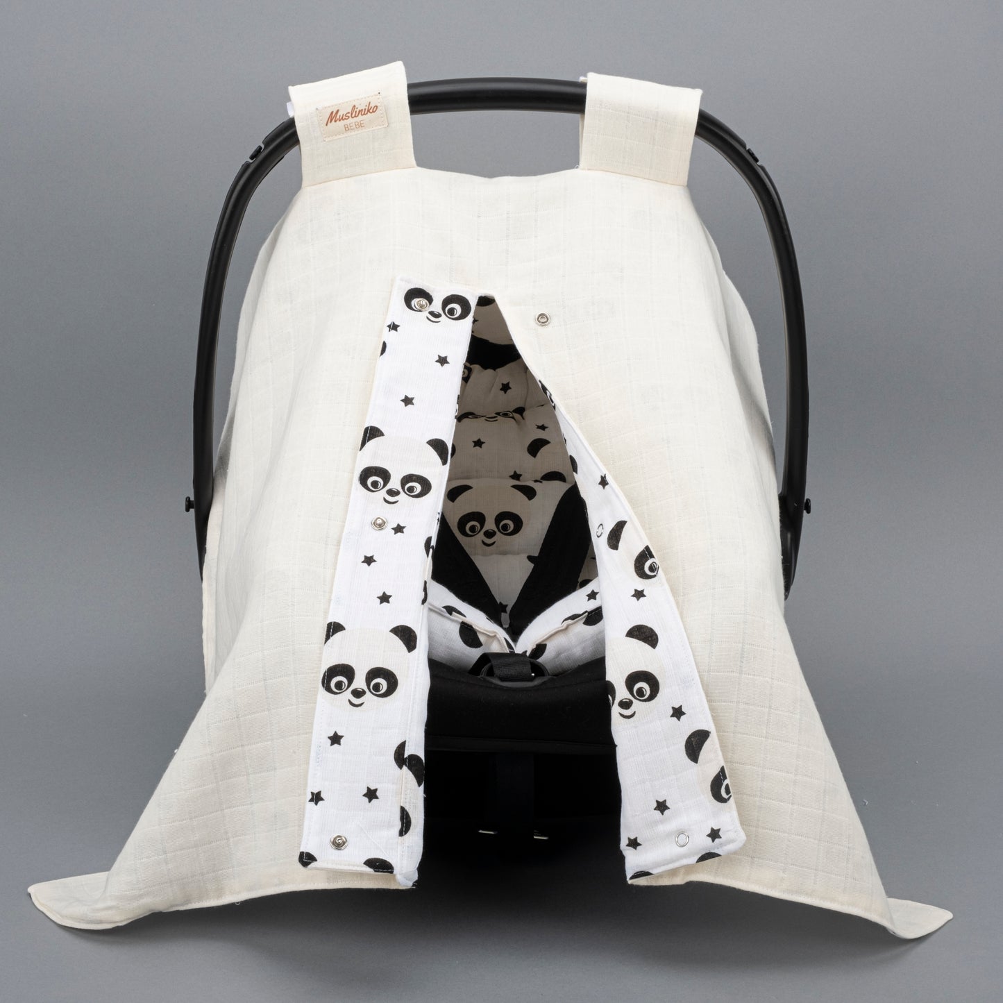 Puset Seti - Çift Taraflı - Krem Muslin - Panda