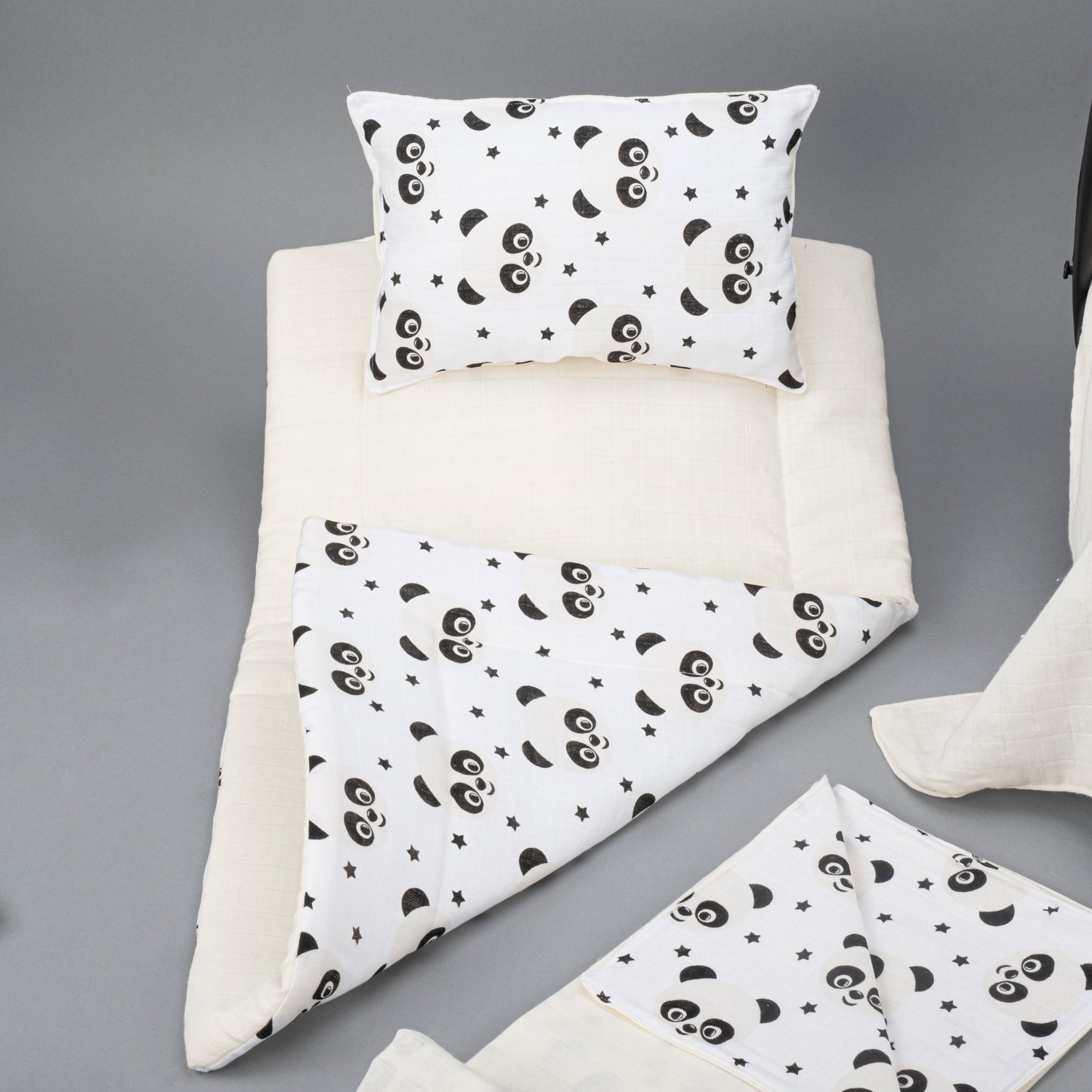 11 Parça Avantajlı Set - Çift Taraflı - Krem Muslin - Panda