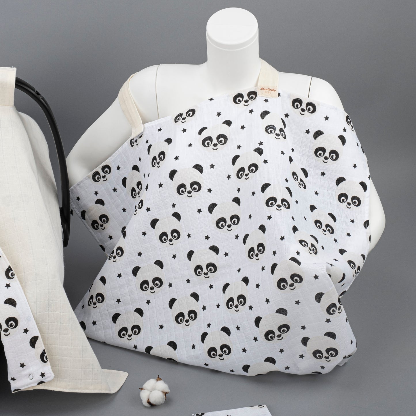 11 Parça Avantajlı Set - Çift Taraflı - Krem Muslin - Panda